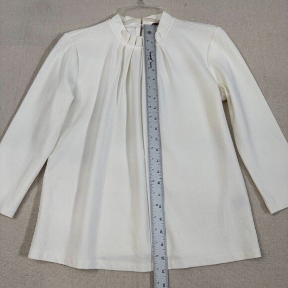 J.McLaughlin White Pleated Front Long Sleeve Tunic Baby Doll Top Blouse S - Picture 3 of 8